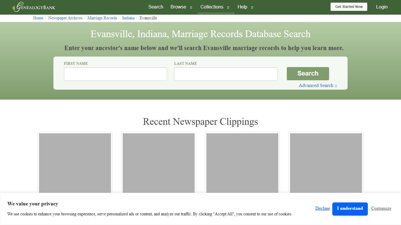 Evansville, Indiana, Marriage Records Online Search